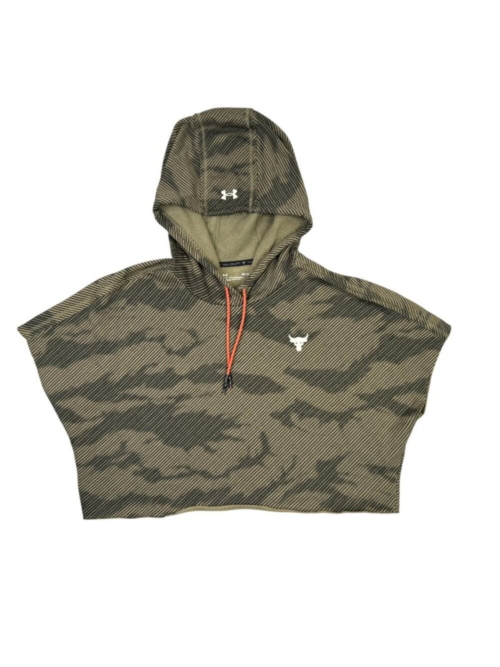 Under Armour Project Rock Hoodie Womens M Cropped Camo Green Training Sweatshirt